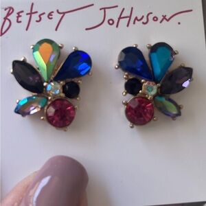 Betsey Johnson Multi Colored Crystal Earrings